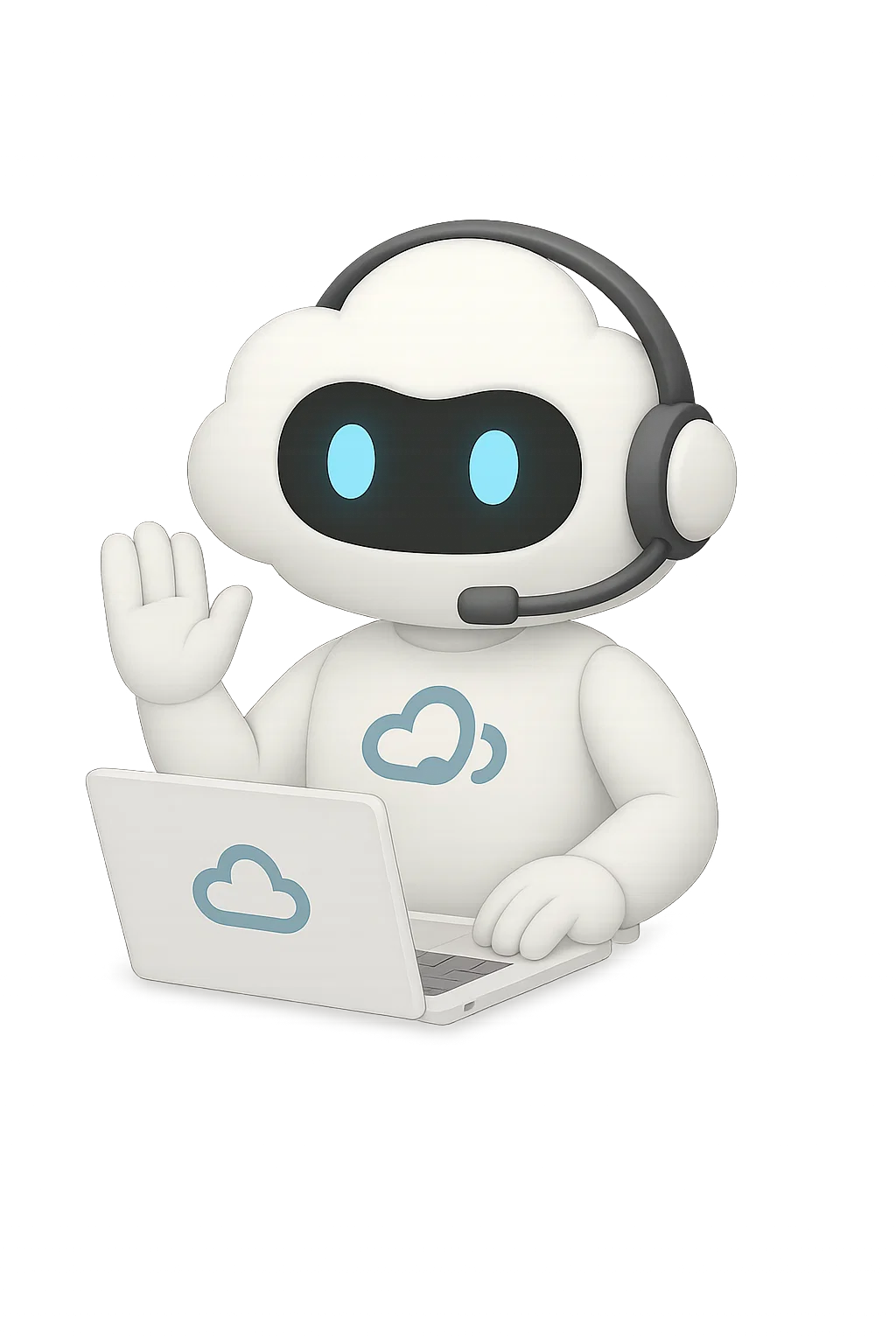 Nuby, the brand ambassador of Nubedy, pointing in both directions to represent intelligent automation.